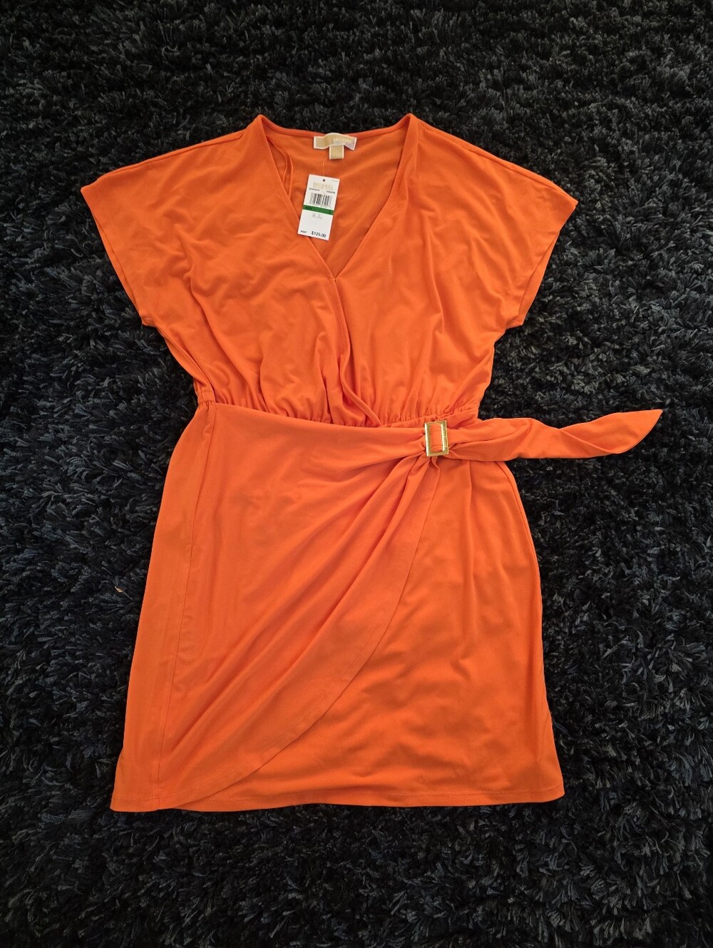 Michael Kors Bright Orange Belted Mini Dress